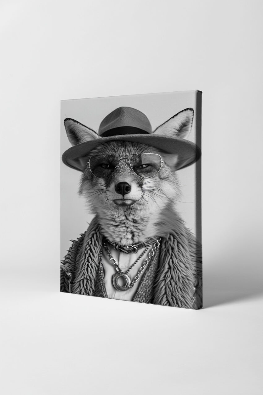 Fotografie Poster Fuchs Schwarzweiß Hut Brille