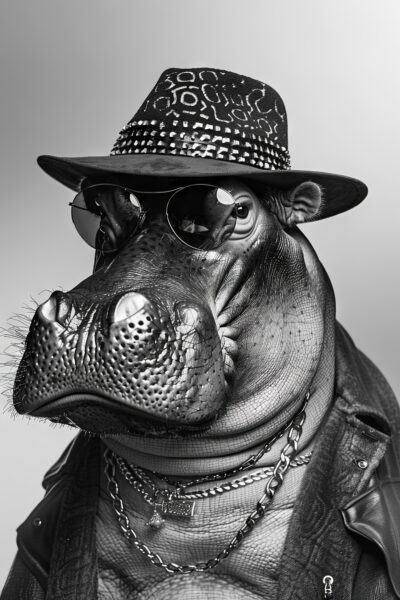 Nilpferd mit Sonnenbrille Leinwandbild