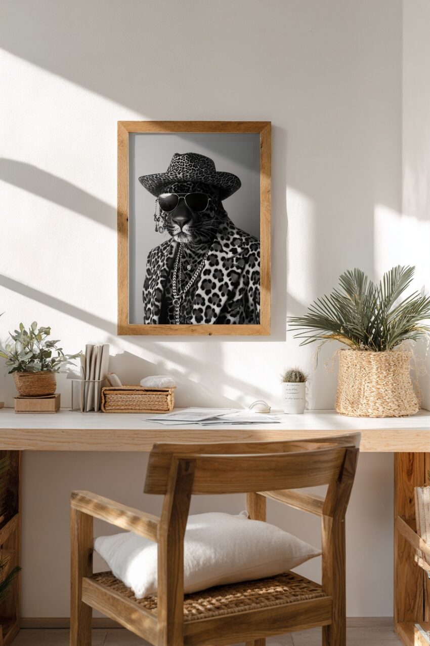 Fotografie Poster Leopard Schmuck schwarz-weiß