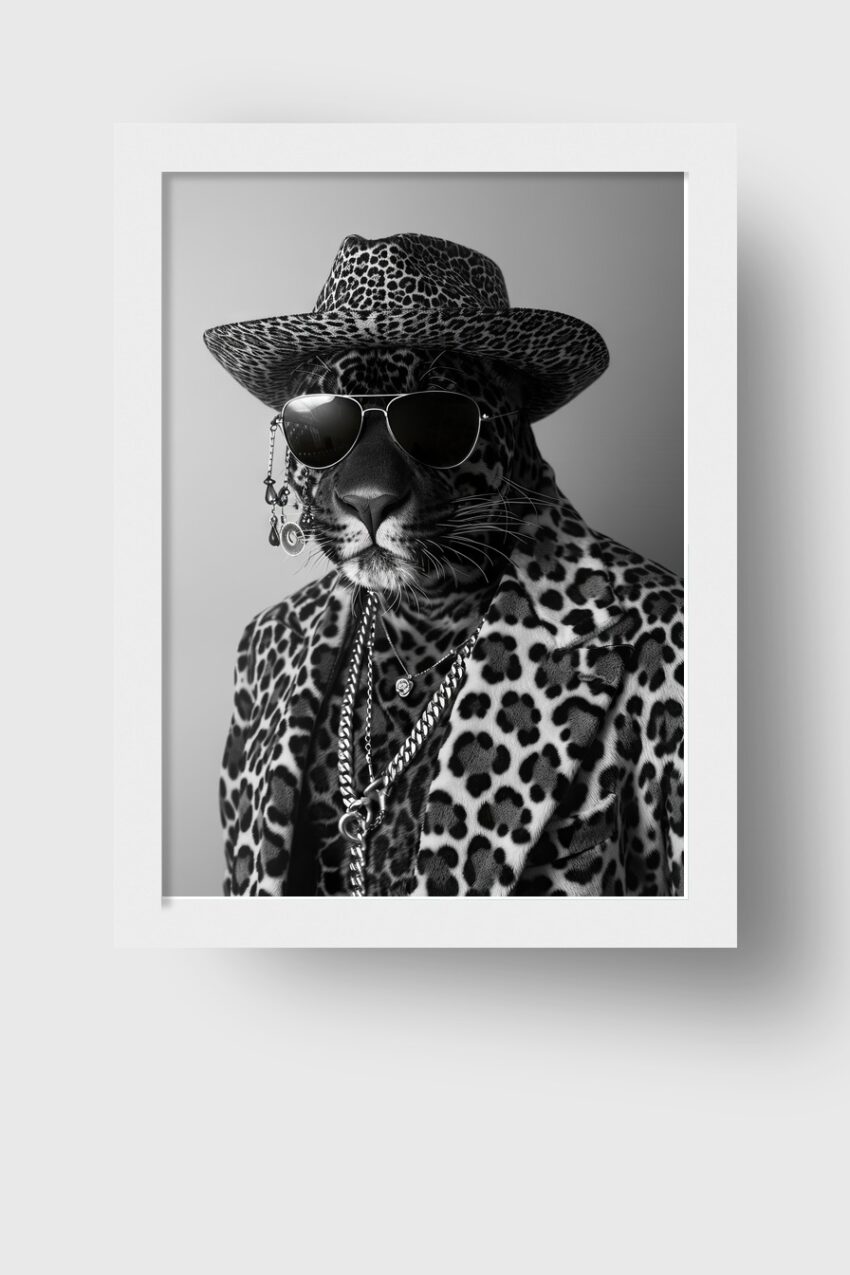 Fotografie Poster Leopard Schmuck schwarz-weiß