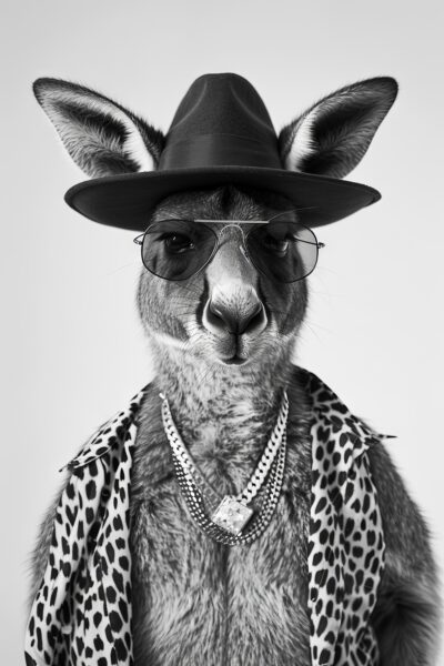 Känguru mit Hut Gerahmt