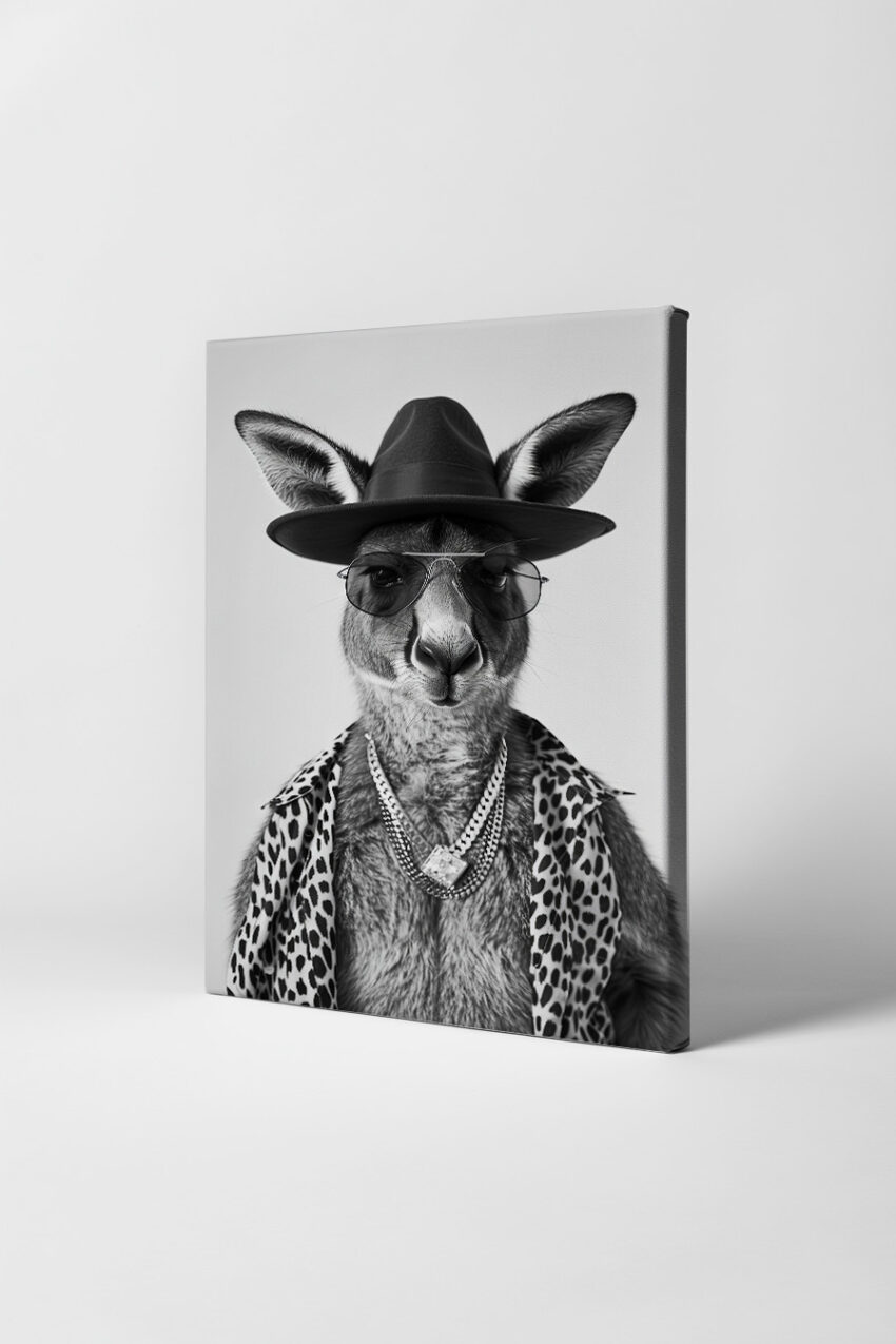 Fotografie Poster Känguru Hut schwarz-weiß