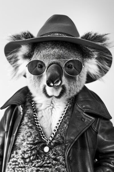 Koala mit Hut und Brille Poster