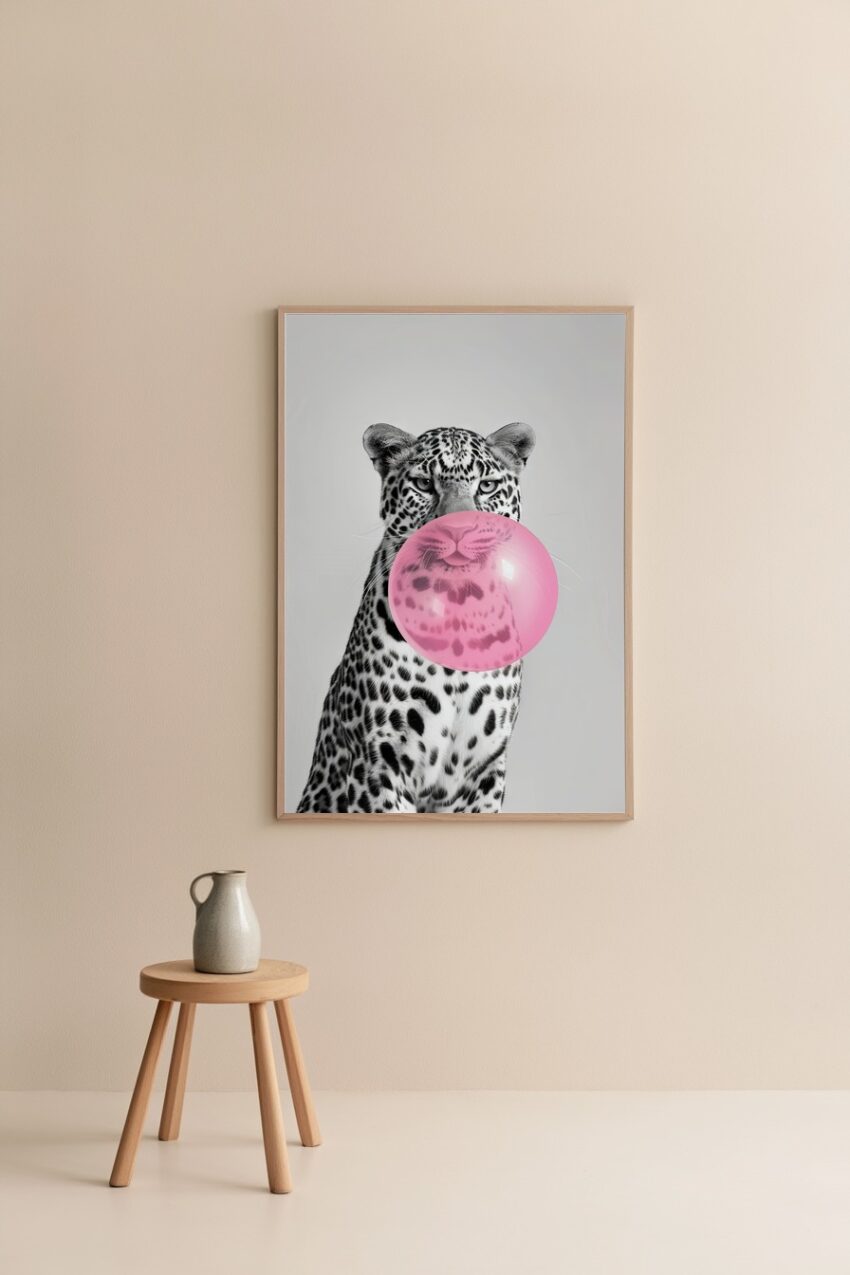 Fotografie Poster Leopard rosa Blase Bubblegum