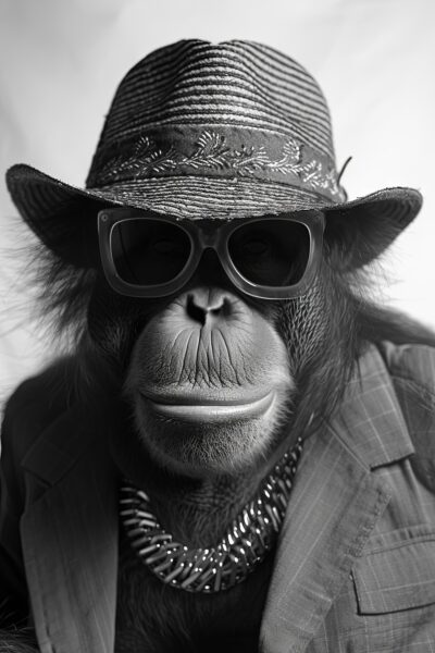 Orang-Utan mit Hut Gerahmt