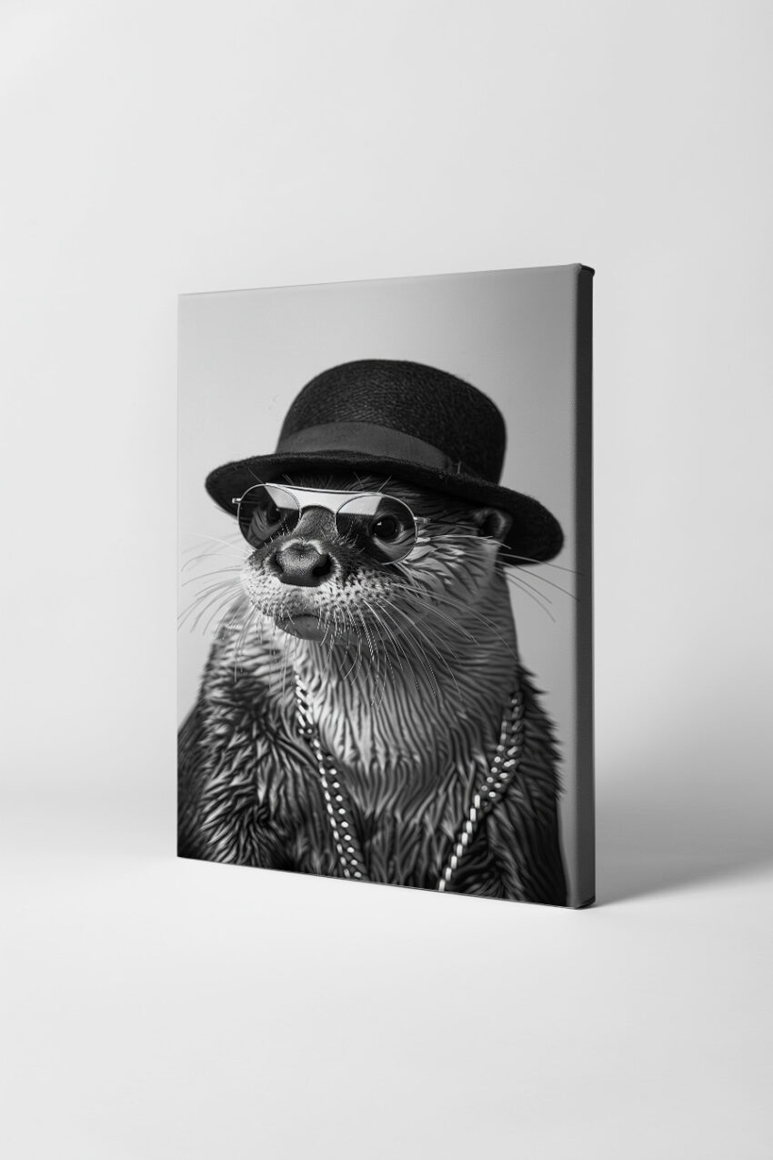 Fotografie Poster Otter Hut schwarz-weiß