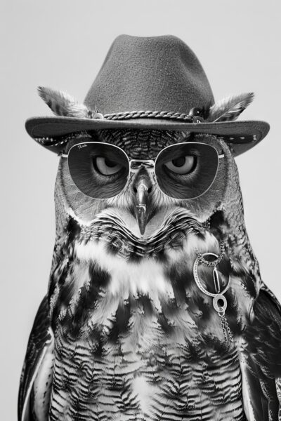 Eule mit Sonnenbrille Gerahmt