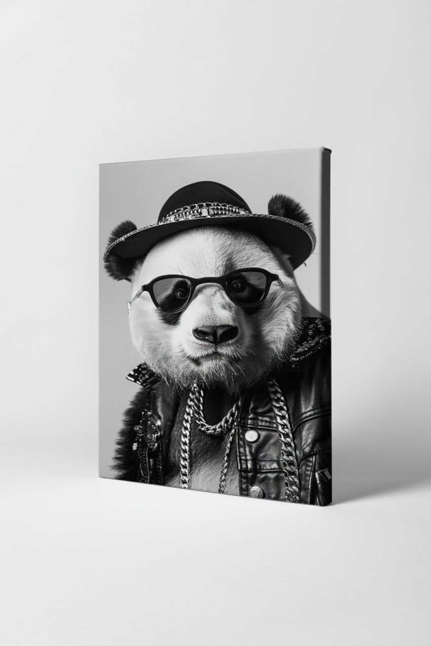 Fotografie Poster Panda Sonnenbrille schwarz-weiß