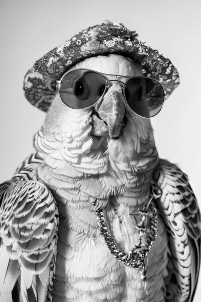 Papagei mit Sonnenbrille Gerahmt