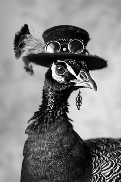 Perlhuhn mit Hut Gerahmt