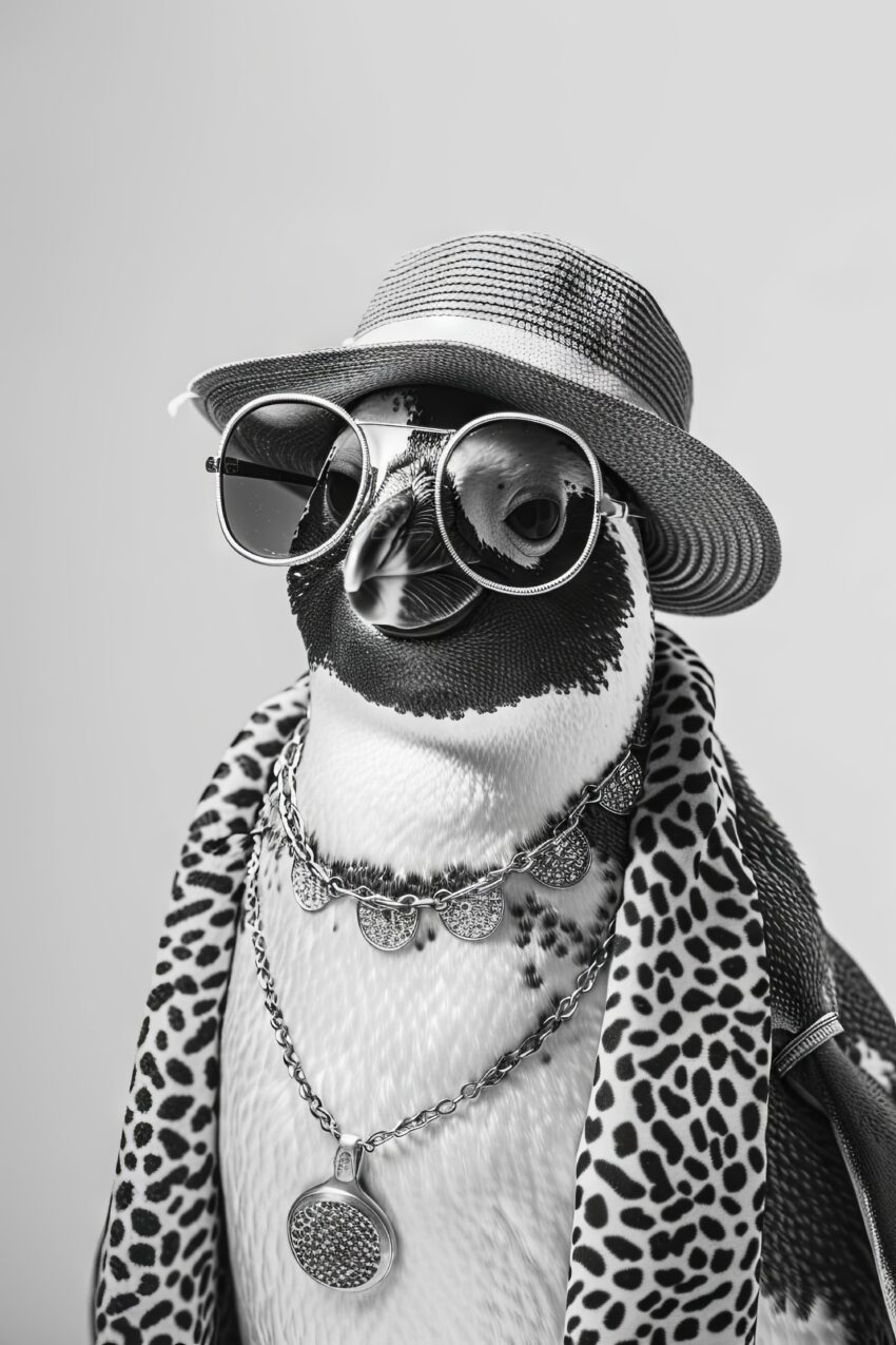 Fotografie Poster Pinguin Schmuck schwarz-weiß