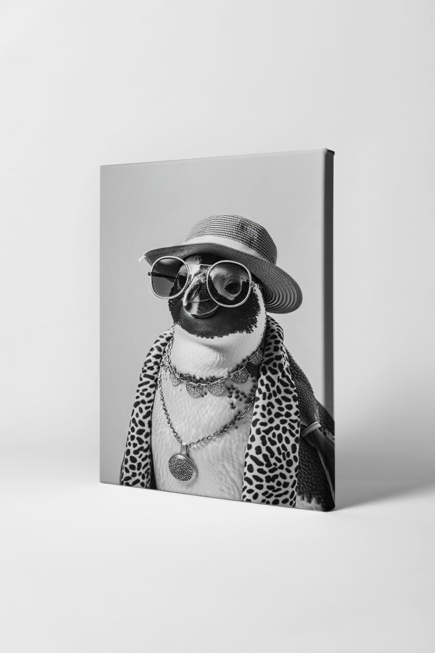 Fotografie Poster Pinguin Schmuck schwarz-weiß