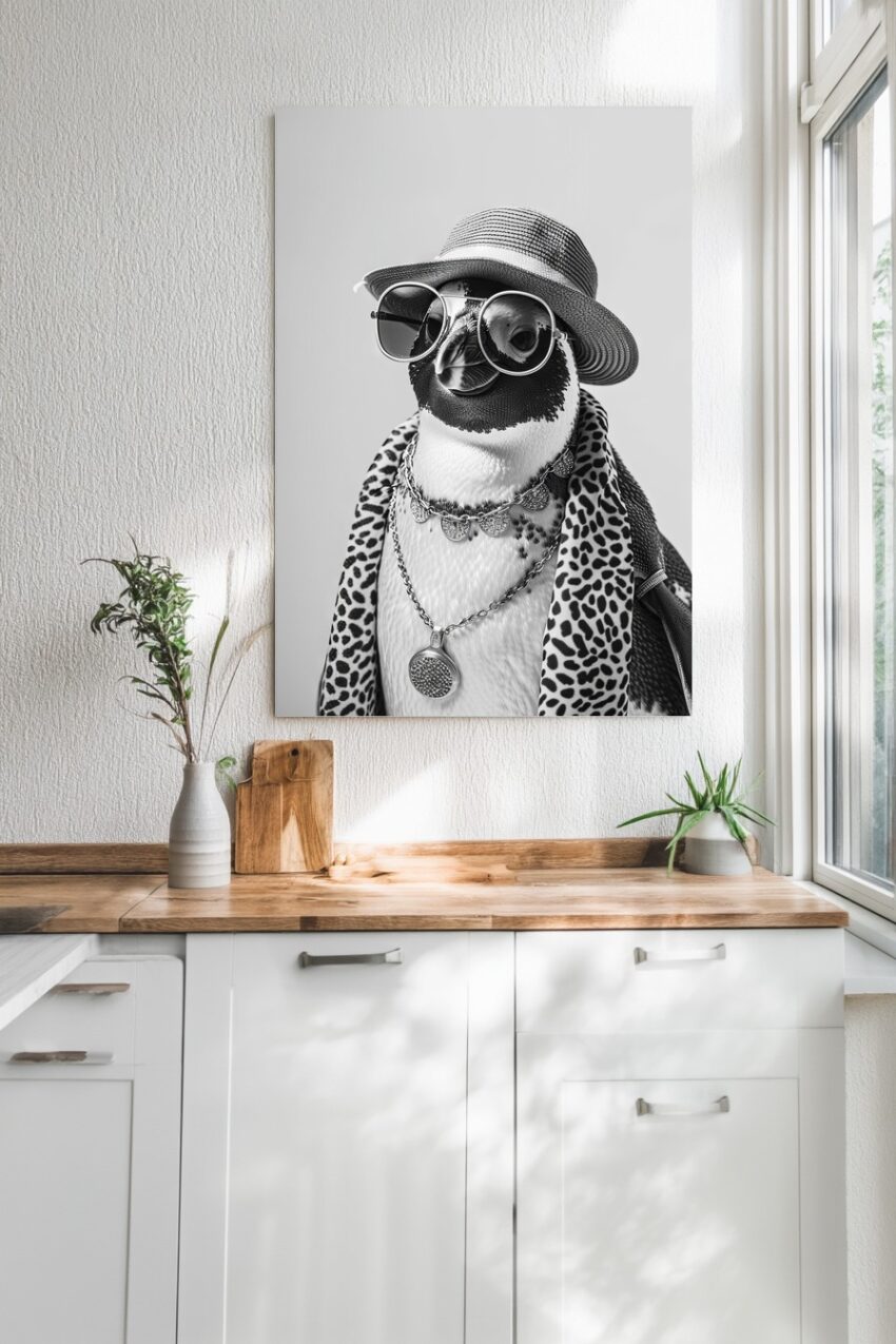 Fotografie Poster Pinguin Schmuck schwarz-weiß