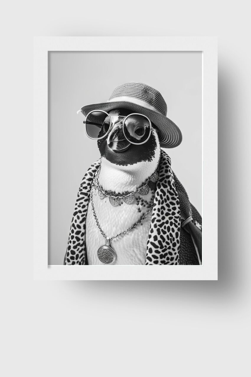 Fotografie Poster Pinguin Schmuck schwarz-weiß