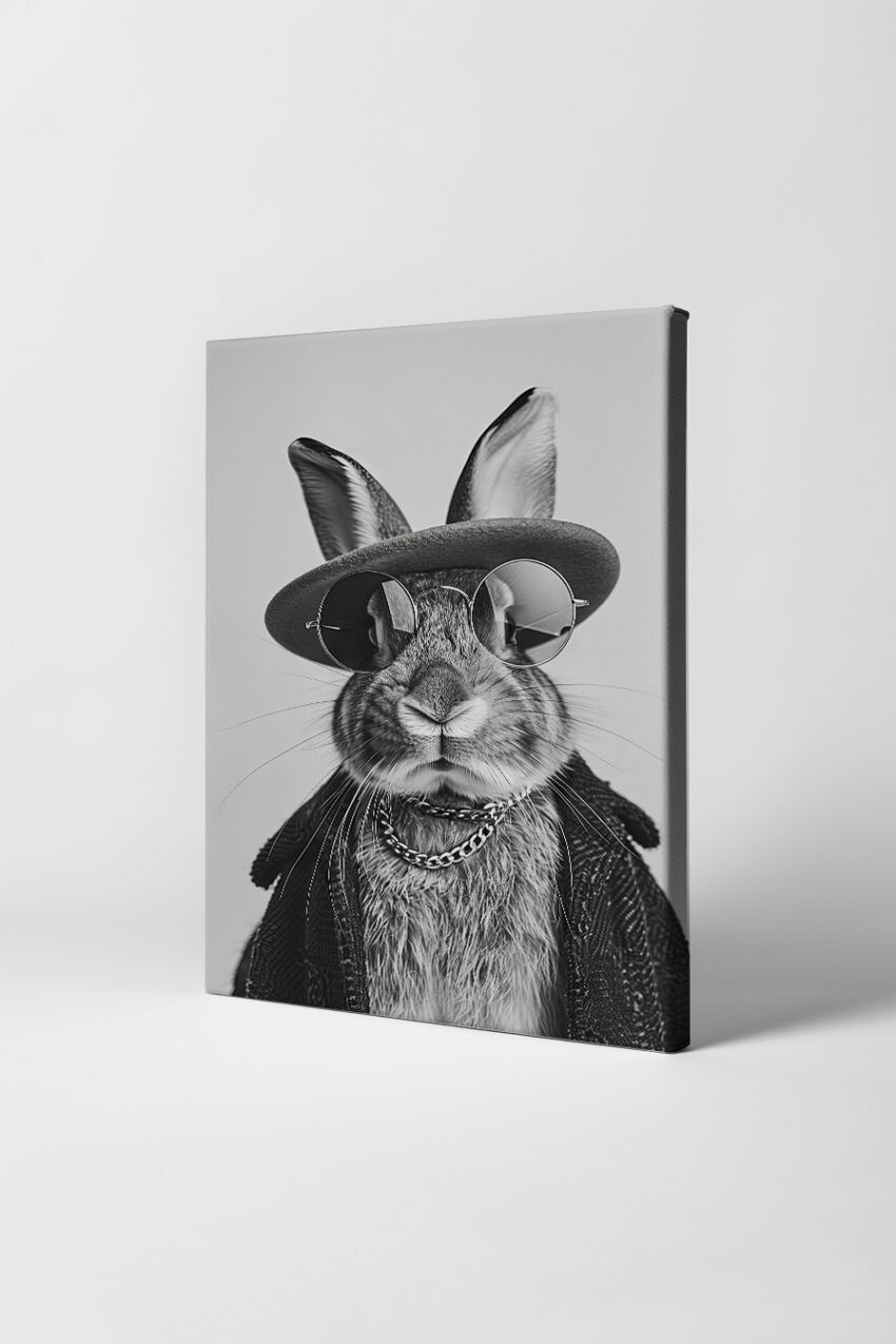 Fotografie Poster Hase Sonnenbrille schwarz-weiß Porträt