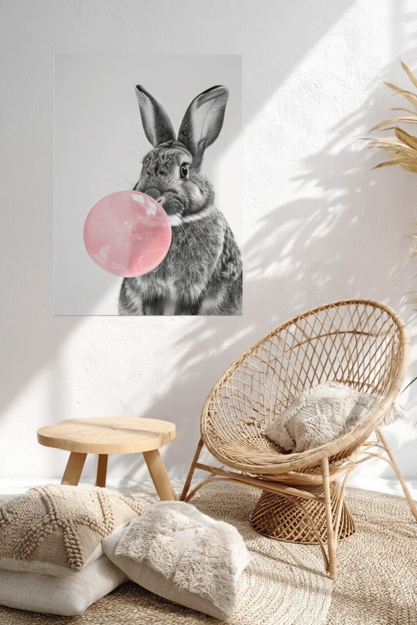 Fotografie Poster Kaninchen Kaugummi rosa