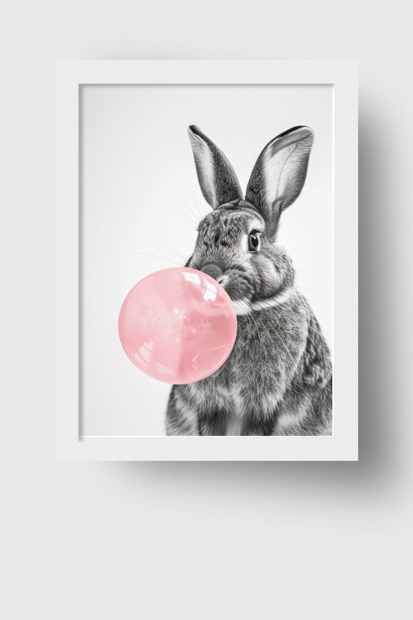 Fotografie Poster Kaninchen Kaugummi rosa