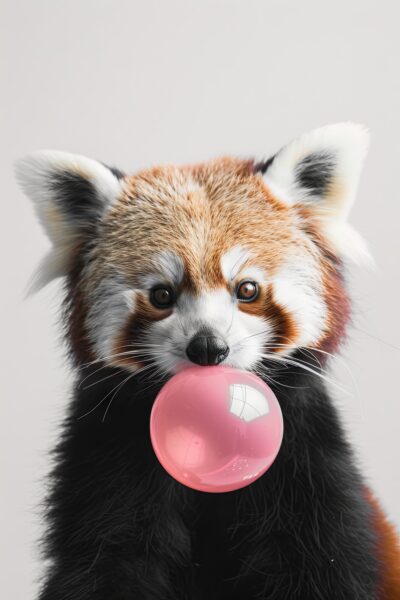 Roter Panda Bubblegum Leinwandbild