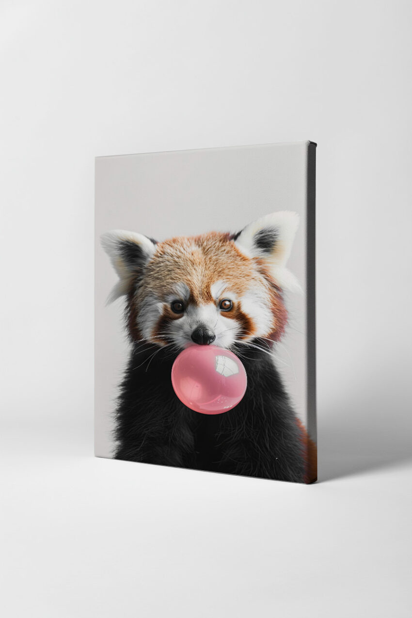Photorealistisch Poster Roter Panda Nahaufnahme Bubblegum rosa