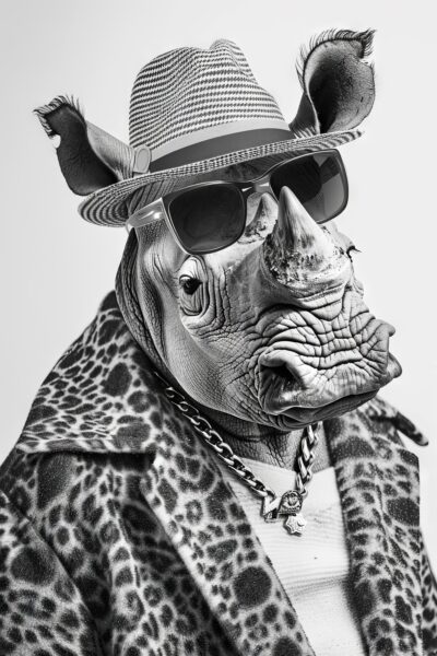 Nashorn mit Kette Leinwandbild