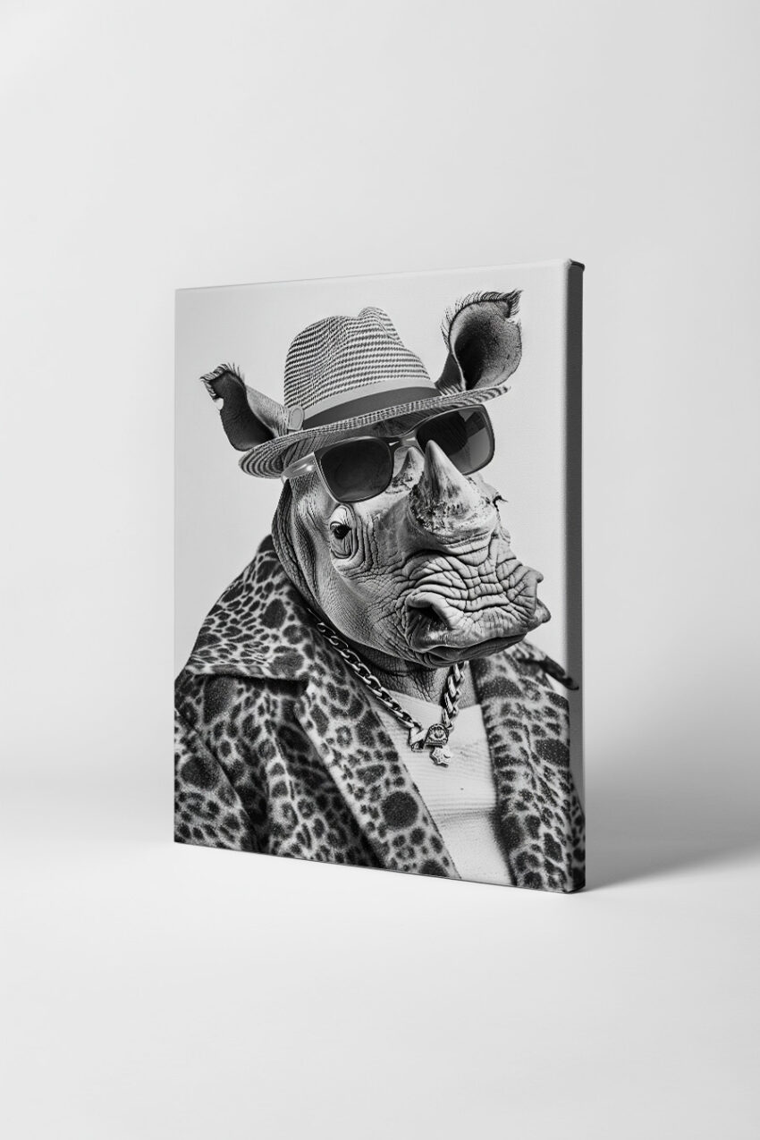 Fotografie Poster Nashorn schwarz-weiß Mode