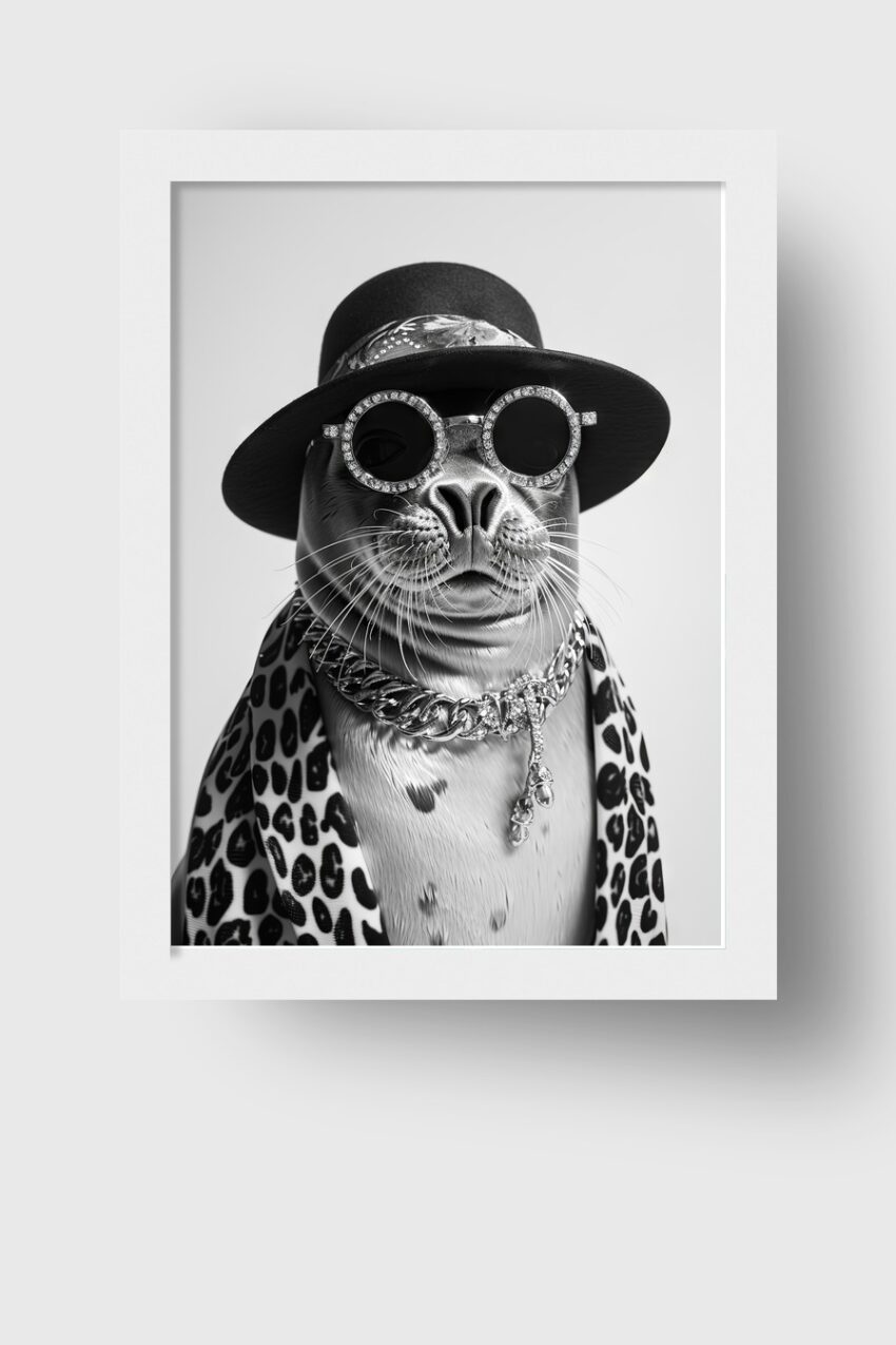 Fotografie Poster Robbe Sonnenbrille schwarz-weiß