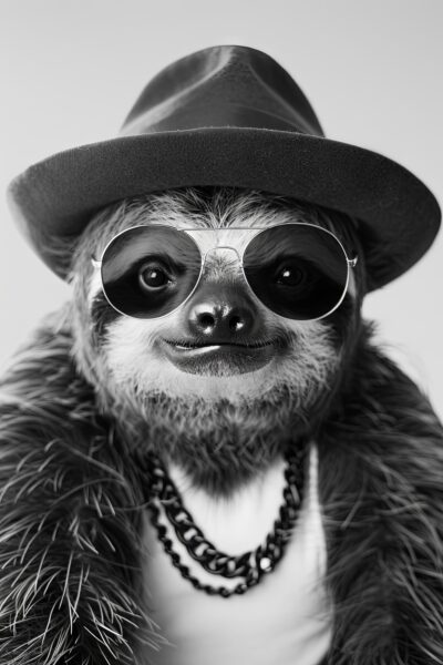 Faultier mit Hut und Kette Poster