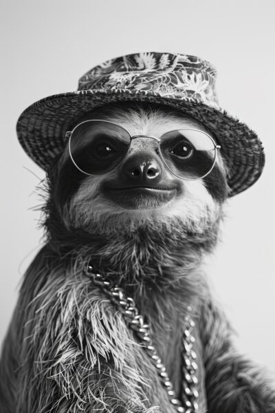 Faultier Hut Sonnenbrille Gerahmt