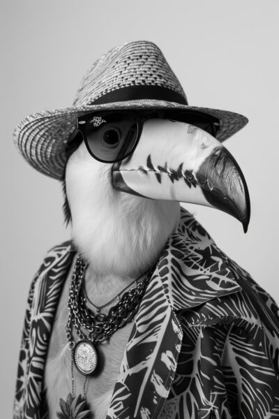 Tukan Hut schwarz-weiß Poster