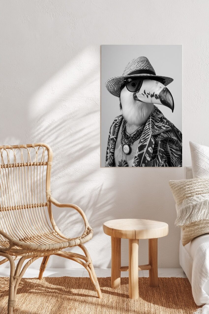 Fotografie Poster Tukan Hut schwarz-weiß