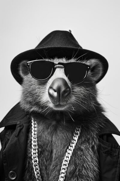 Bär mit Hut Kette Leinwandbild