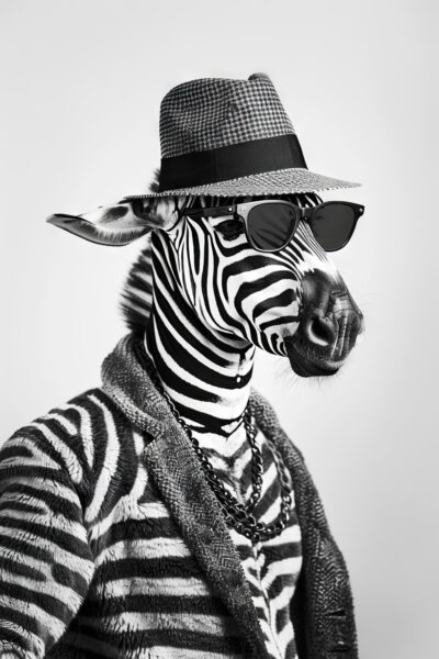 Zebra mit Hut Leinwandbild