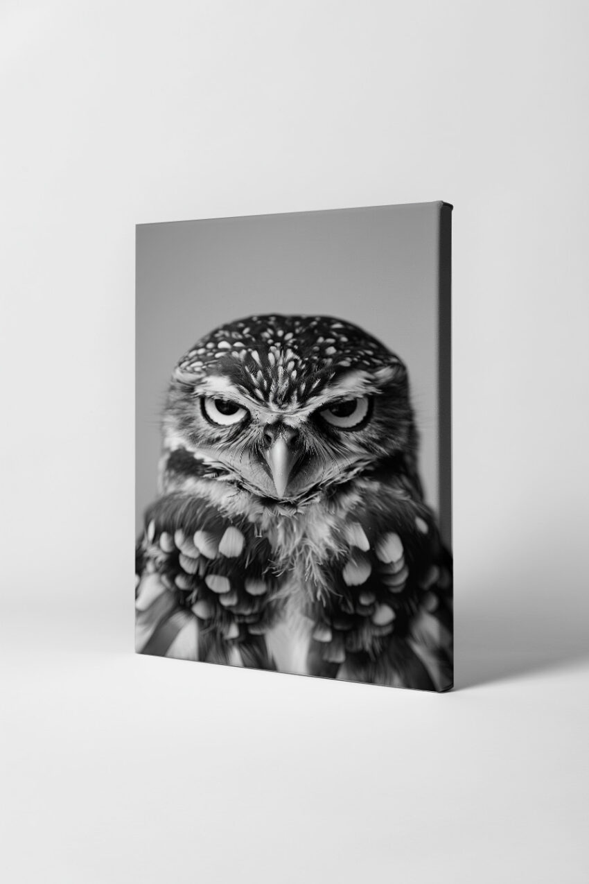 Fotografie Poster Eule Porträt schwarz-weiß intensiv