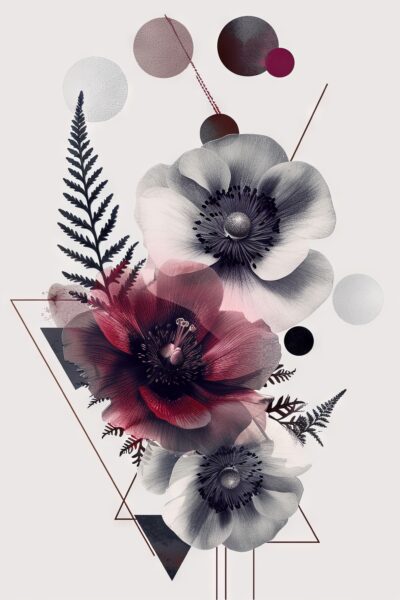 Anemonen Grafik Leinwandbild