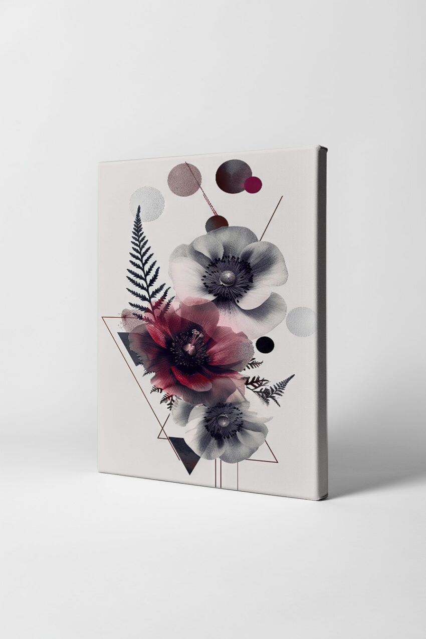 Grafik Poster Anemonen schwarz-weiß rot minimalistisch