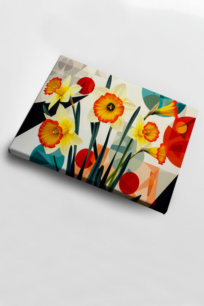 Grafik Poster Narzissen gelb rot abstrakt