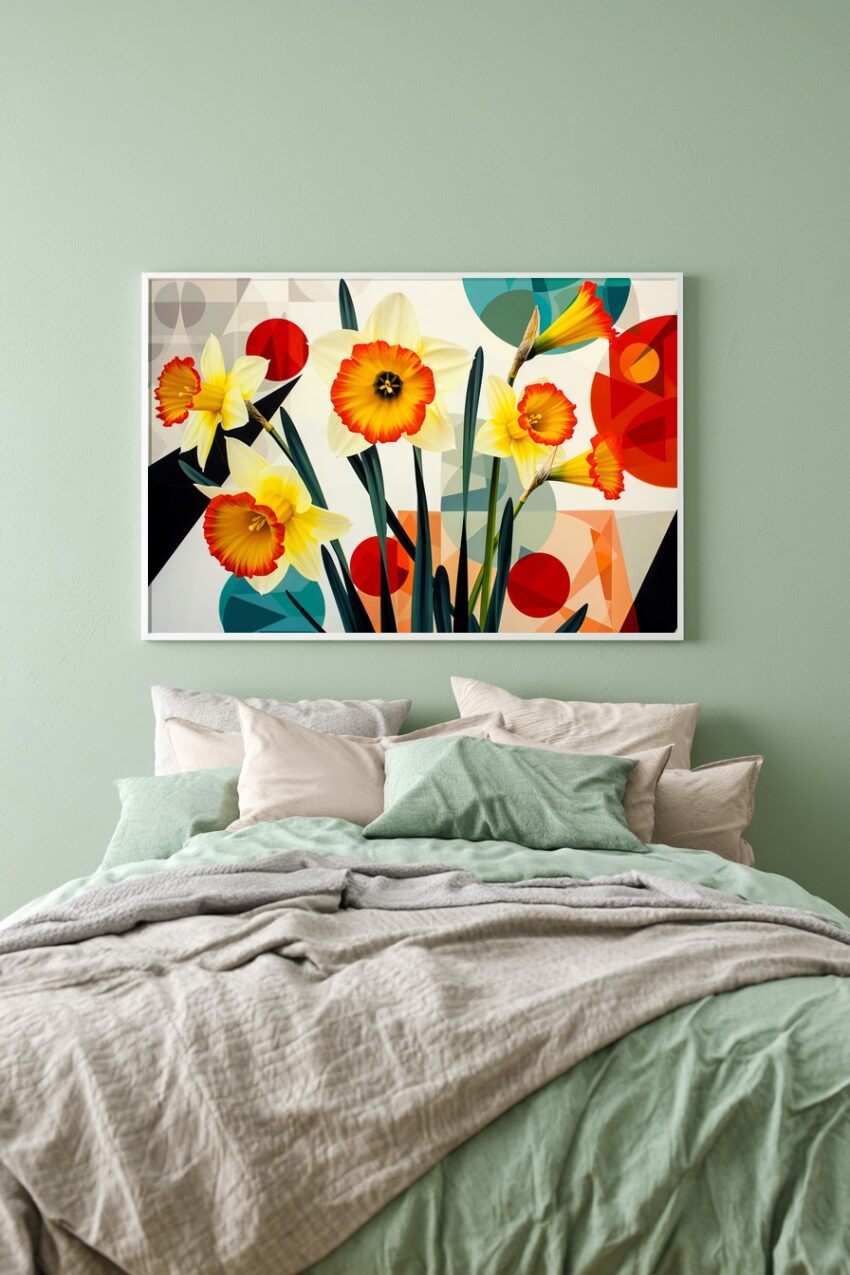 Grafik Poster Narzissen gelb rot abstrakt
