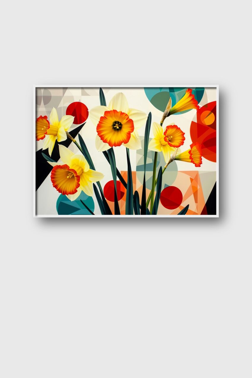 Grafik Poster Narzissen gelb rot abstrakt