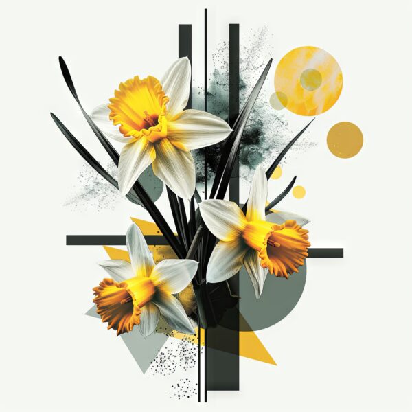 Narzissen gelb schwarz Leinwandbild