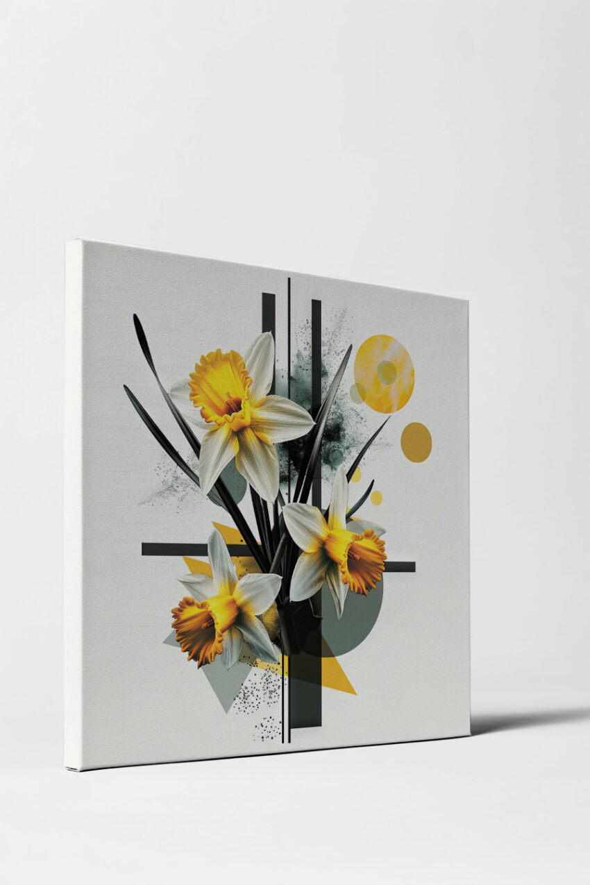 Grafik Poster Narzissen gelb schwarz minimalistisch