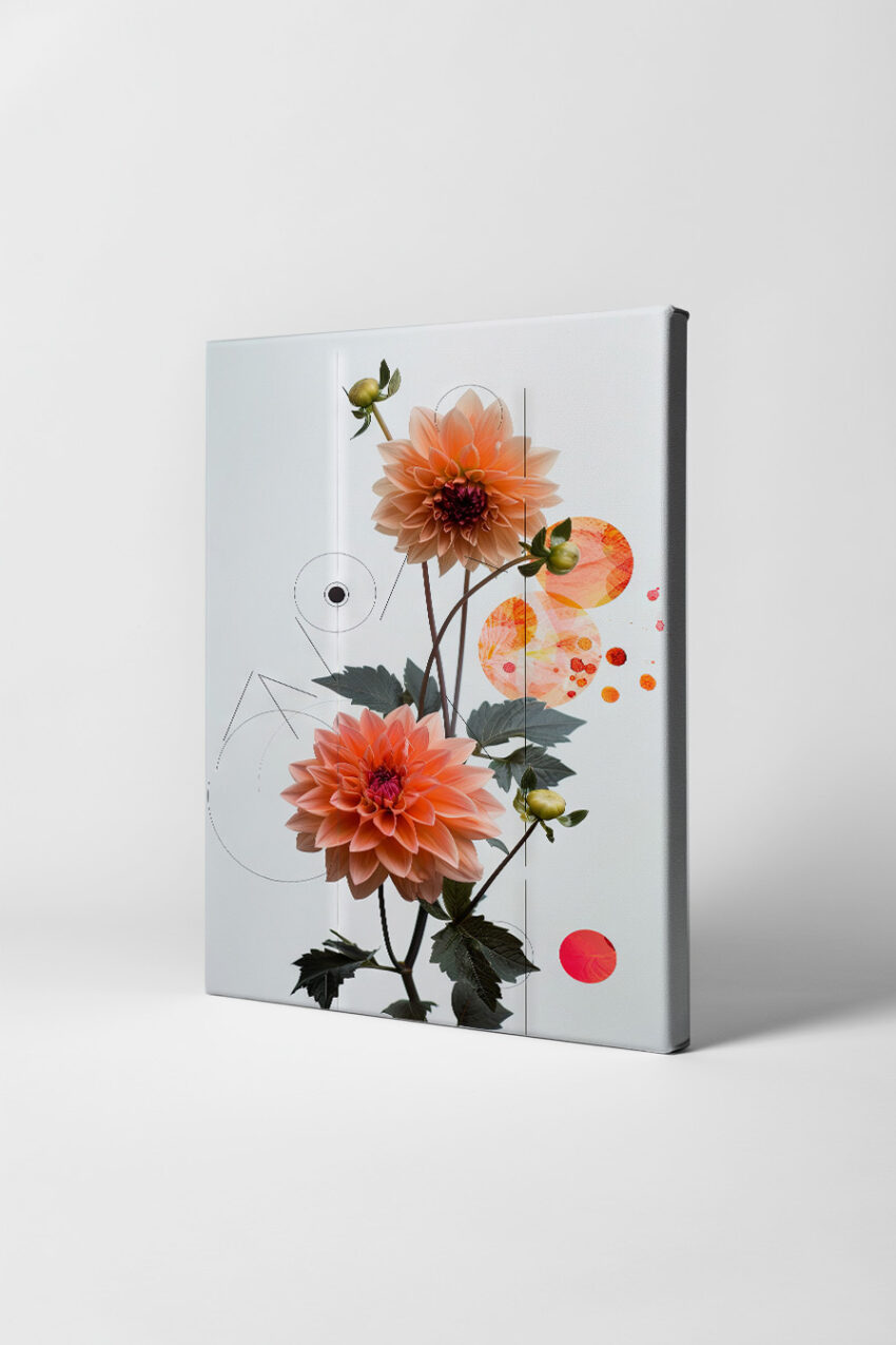 Grafik Poster Dahlien rotorange minimalistisch