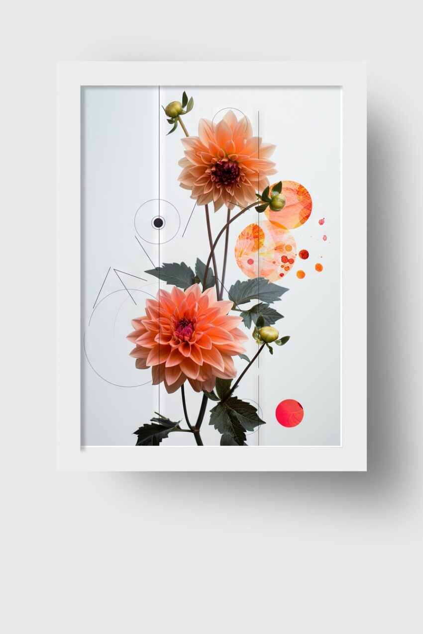 Grafik Poster Dahlien rotorange minimalistisch
