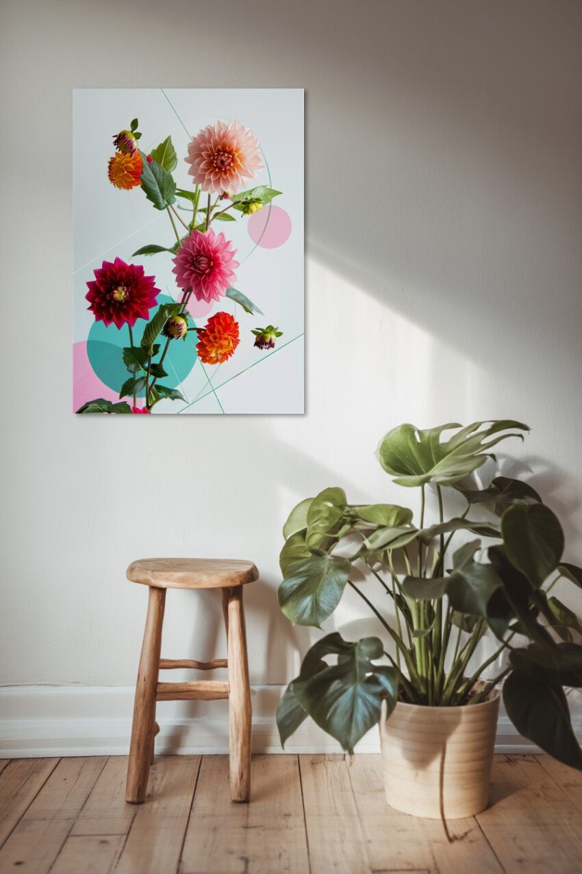 Fotografie Poster Dahlien bunt Farbmix