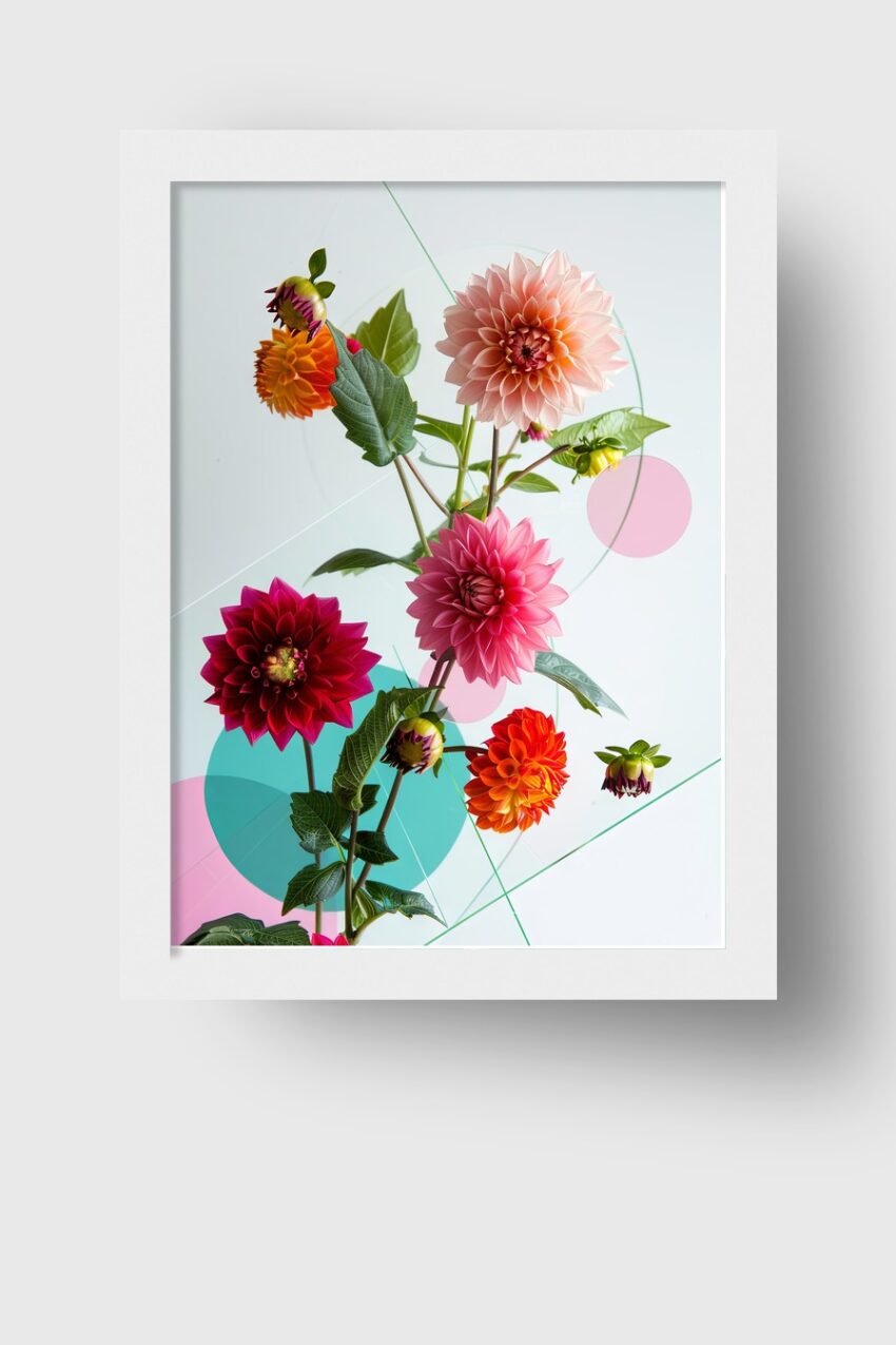 Fotografie Poster Dahlien bunt Farbmix