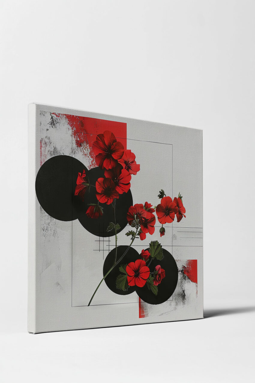 Grafik Poster Geranien rot schwarz rot