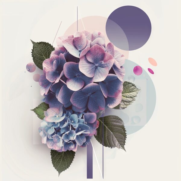 Hortensie Grafik Gerahmt