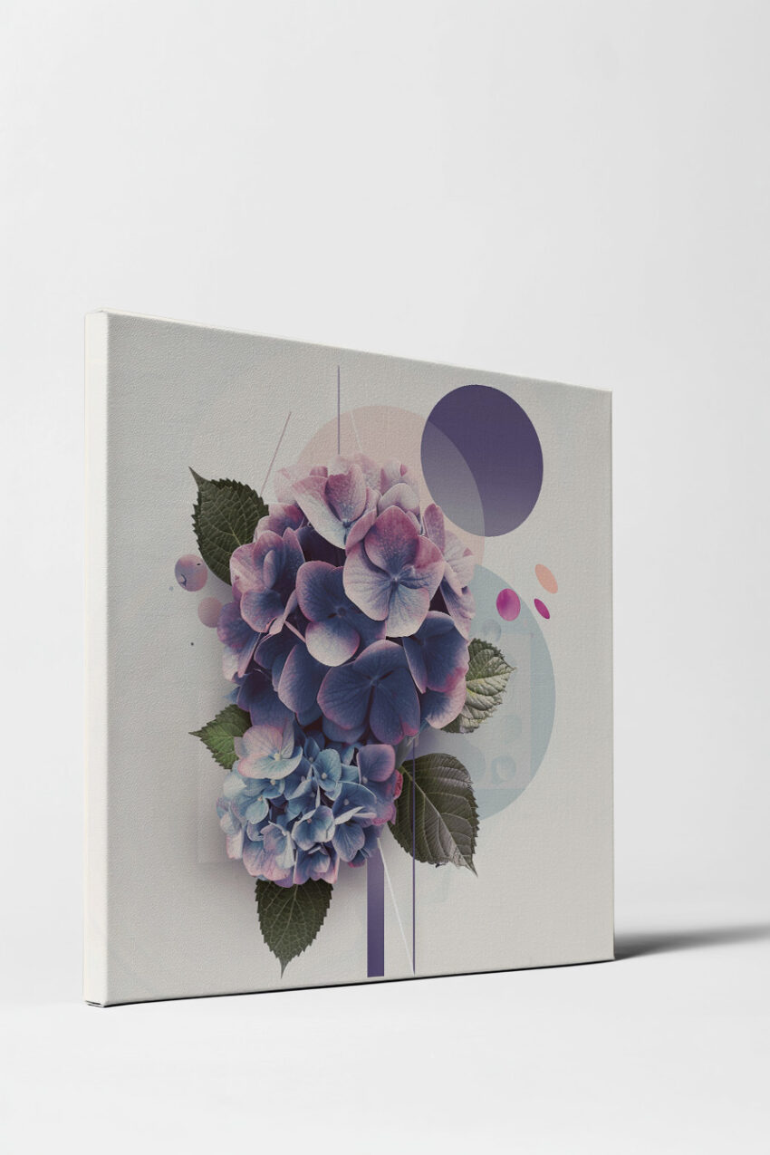 Grafik Poster Hortensie digital rosa blau