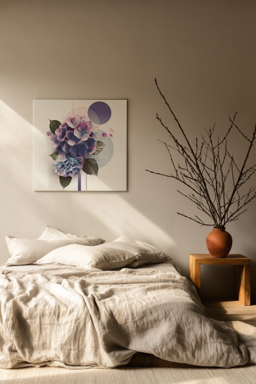 Grafik Poster Hortensie digital rosa blau