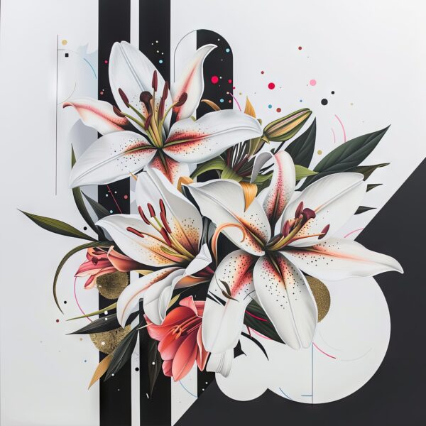 Lilien Bouquet Gerahmt