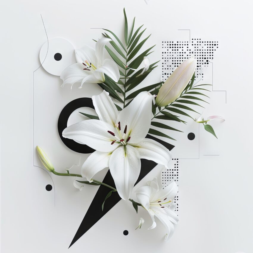 Grafik Poster Lilie weiß grün minimalistisch